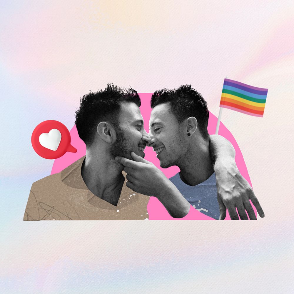 Lgbtq couple, love 3d remix, editable design