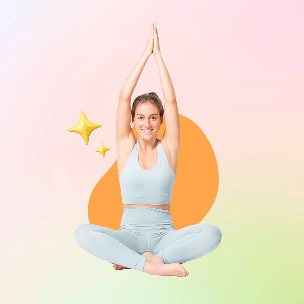 Woman doing yoga 3d remix, editable design