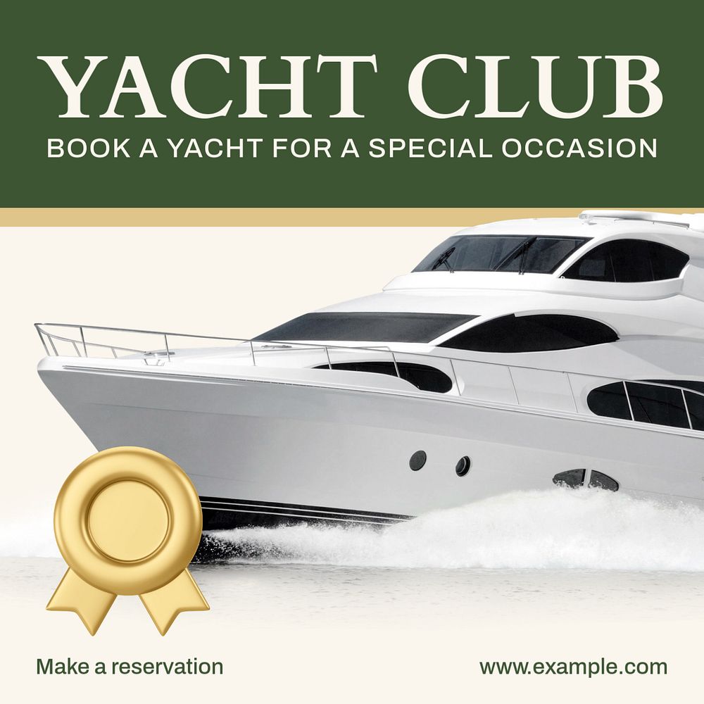 Yacht club Instagram post template, editable text