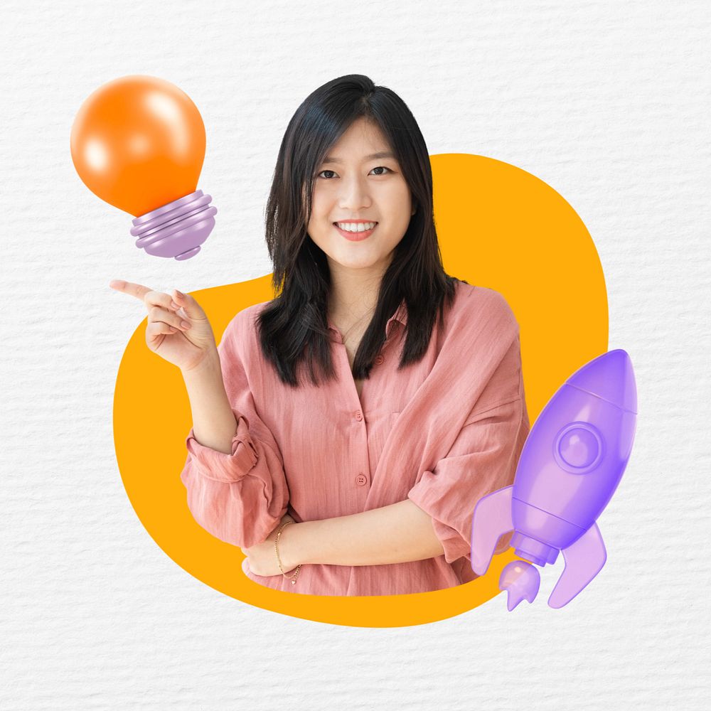 Smart college student, 3d remix, editable design