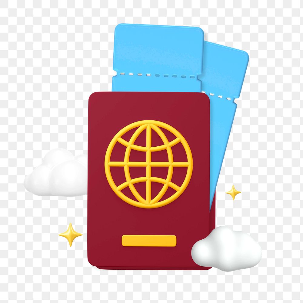 3D passport and tickets, element editable illustration