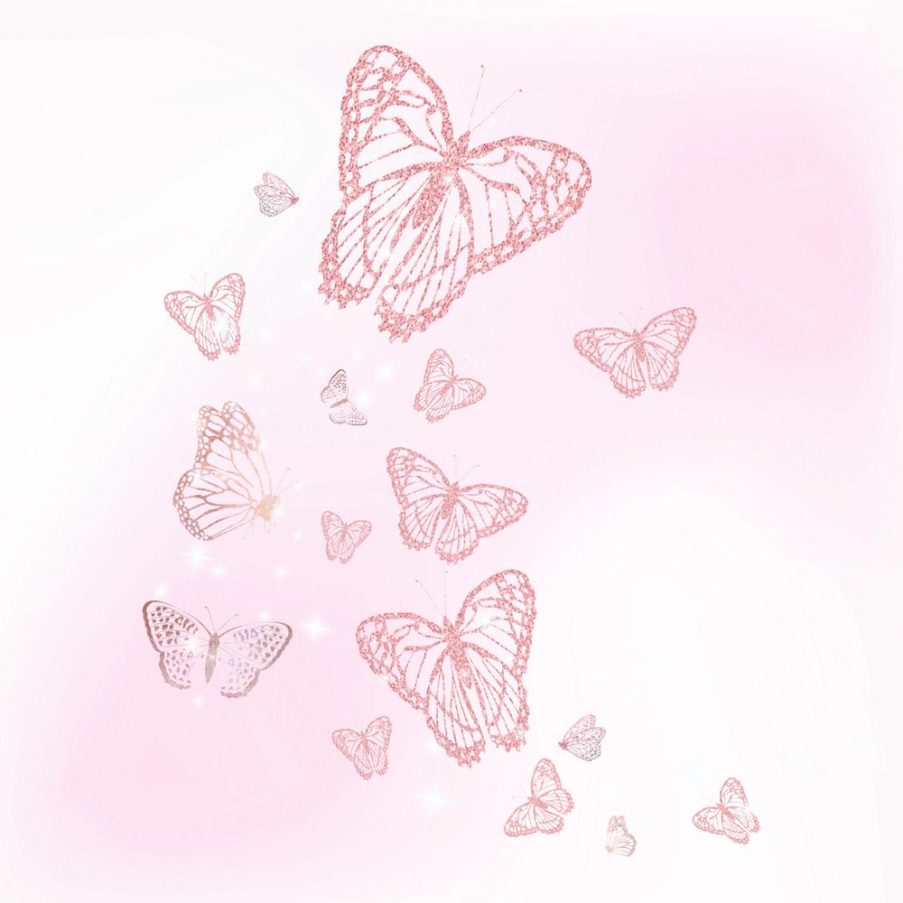 Editable pink butterfly illustration design