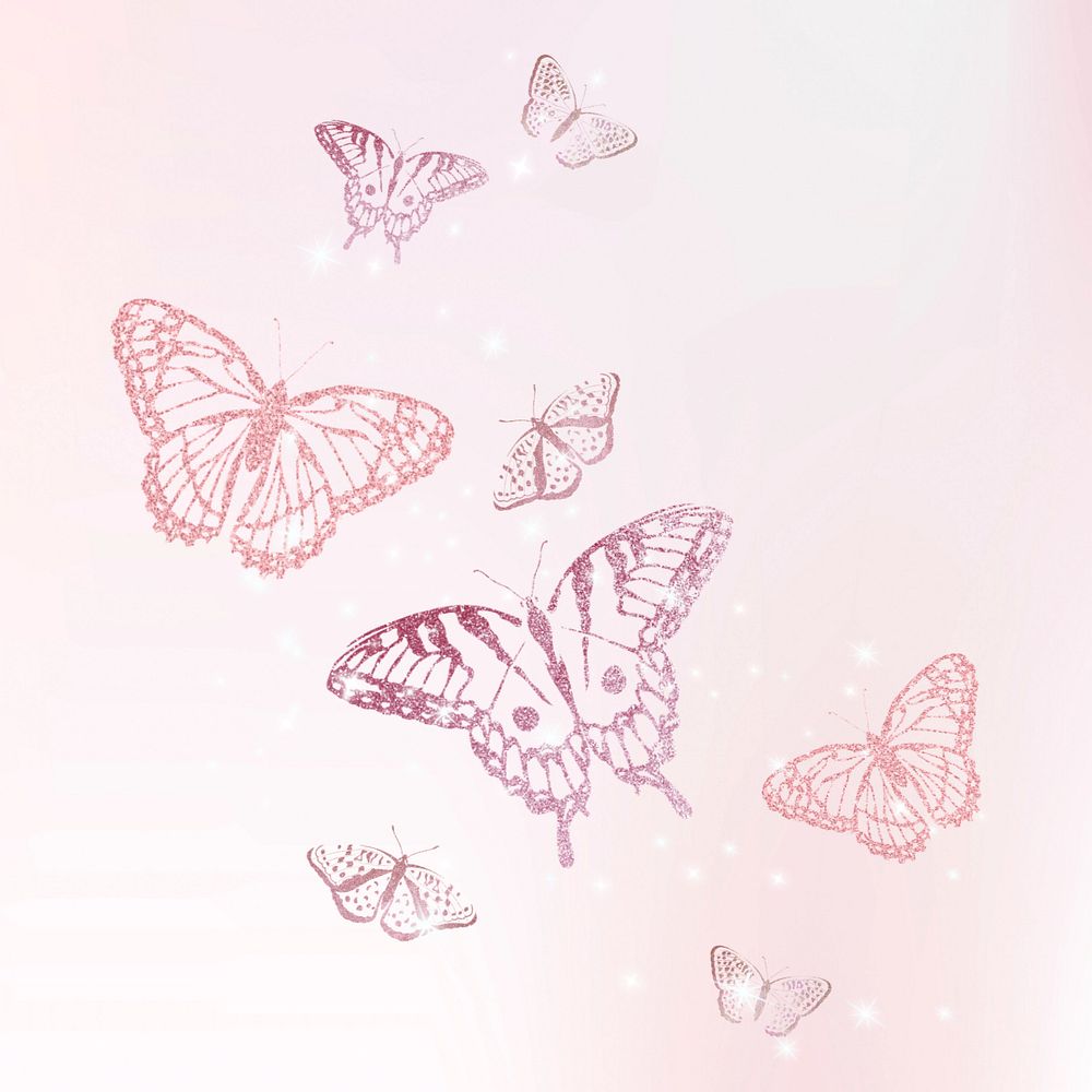 Editable pink butterfly illustration design