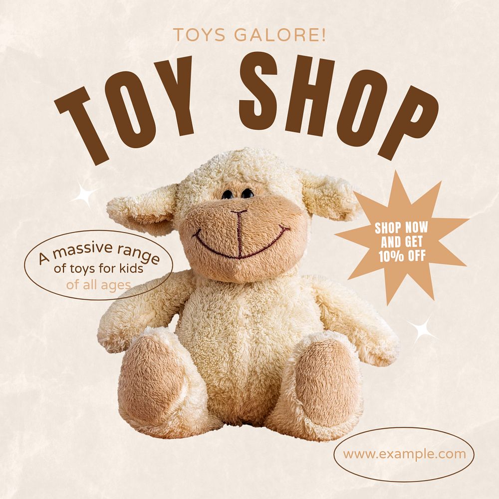 Toy shop Instagram post template, editable text