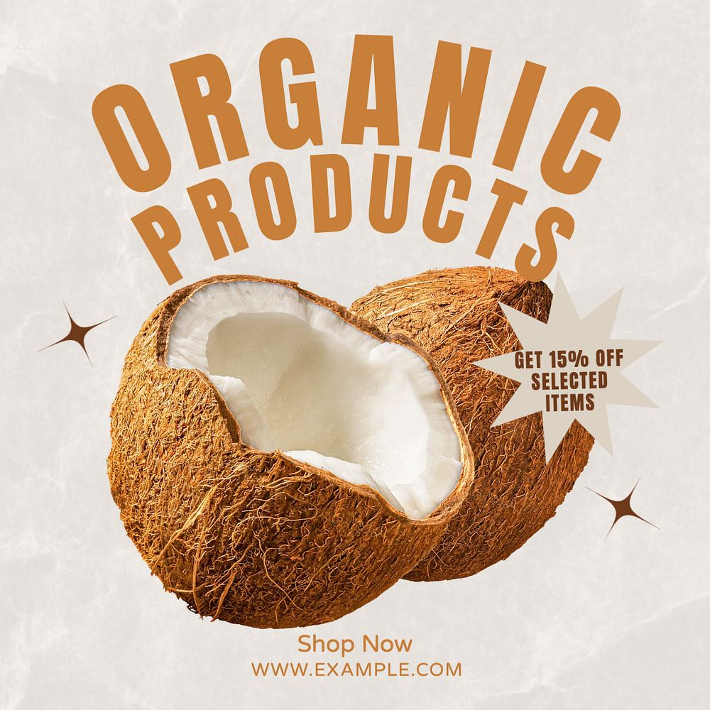 Organic products Instagram post template, editable text