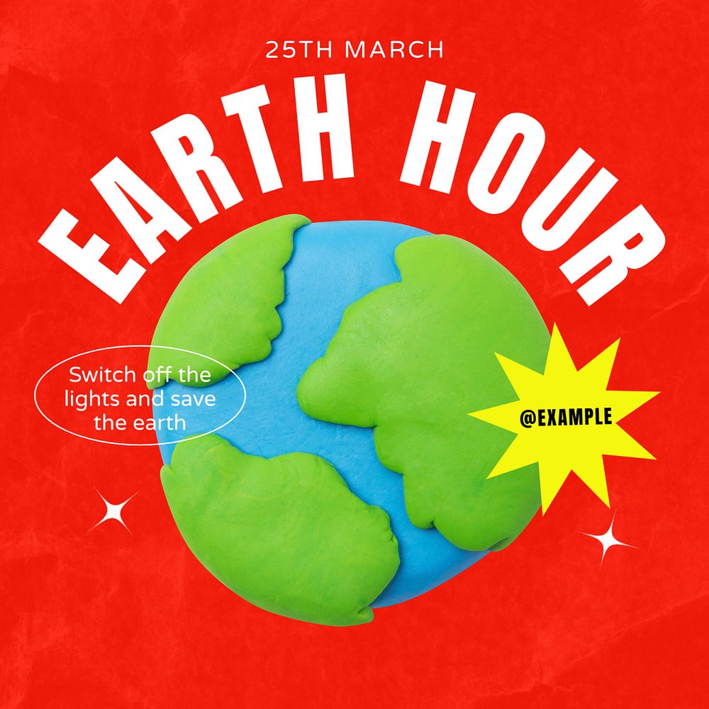 Earth hour Instagram post template, editable text