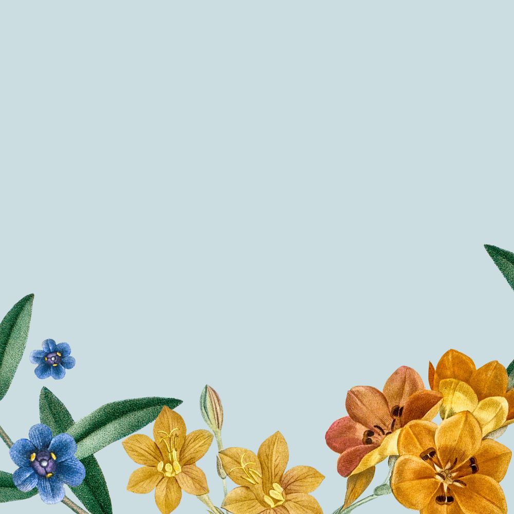 Floral border background, editable blue design