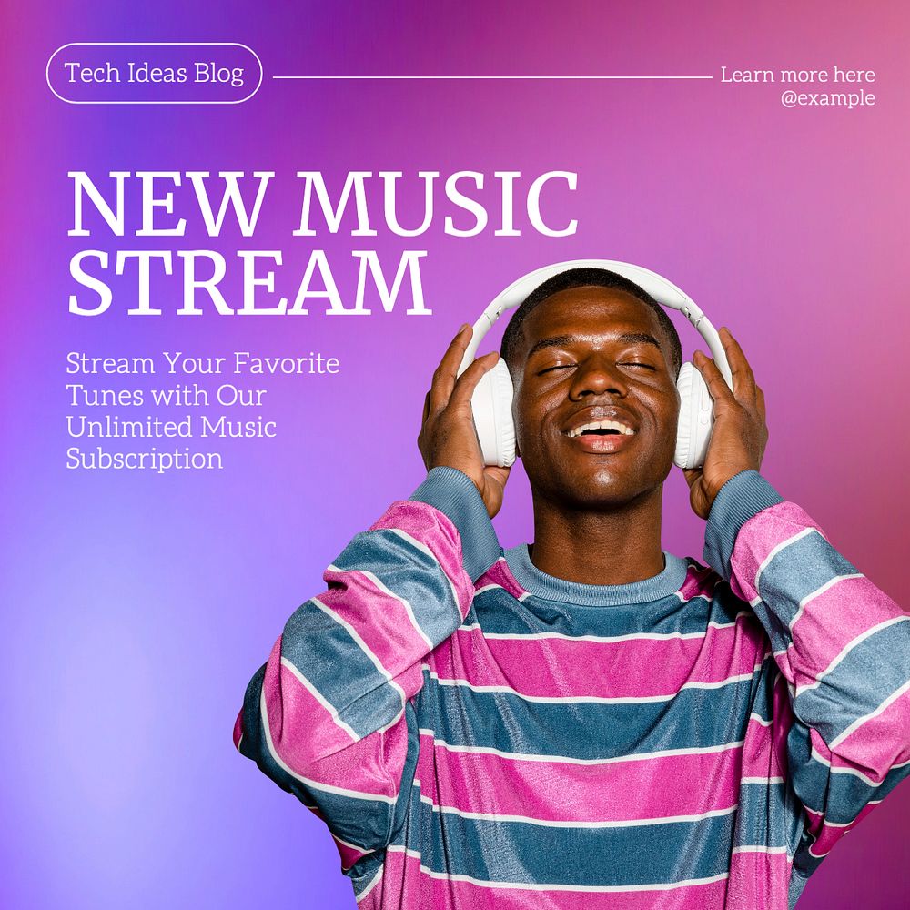 Music stream Instagram post template, editable text