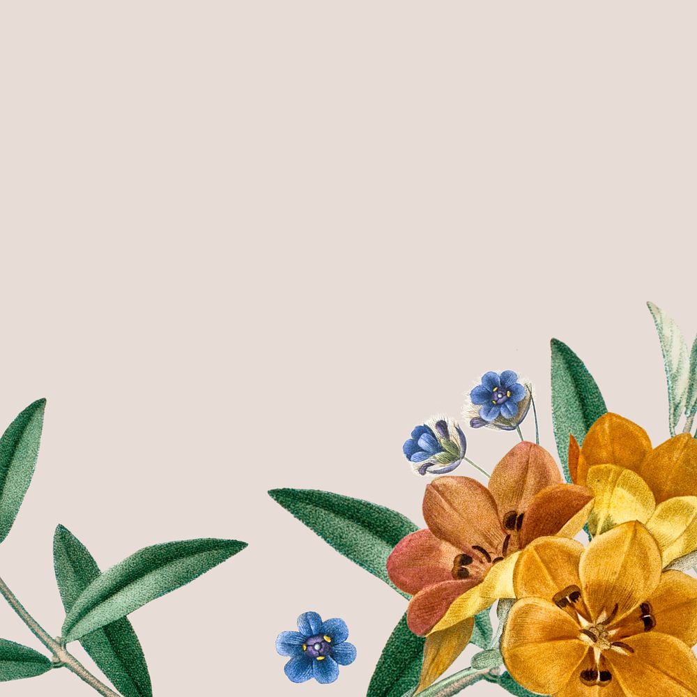 Floral border background, editable beige design