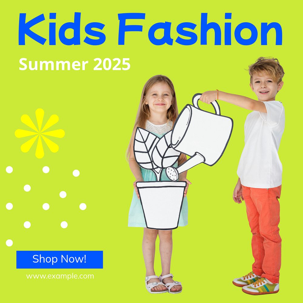 Kids fashion Instagram post template, editable text