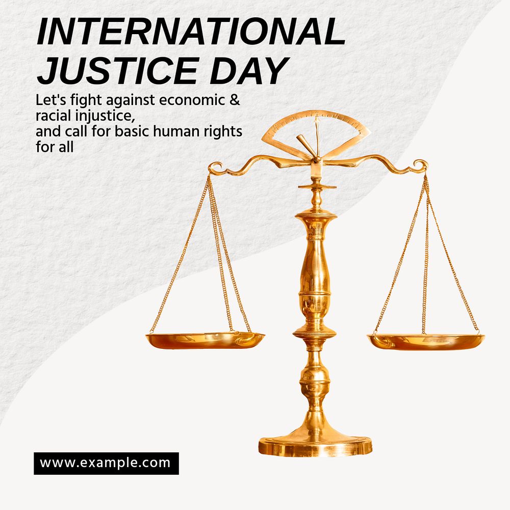 International justice day Instagram post template, editable text