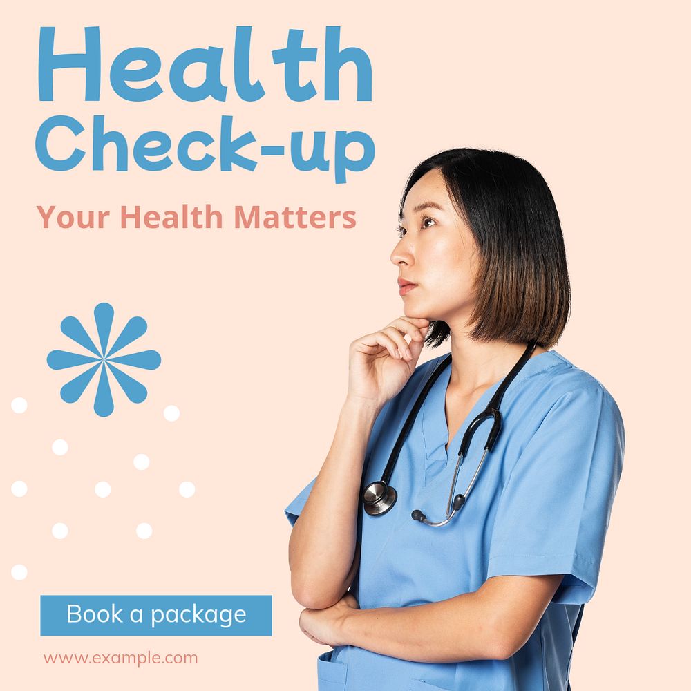 Health check up post template, editable social media design