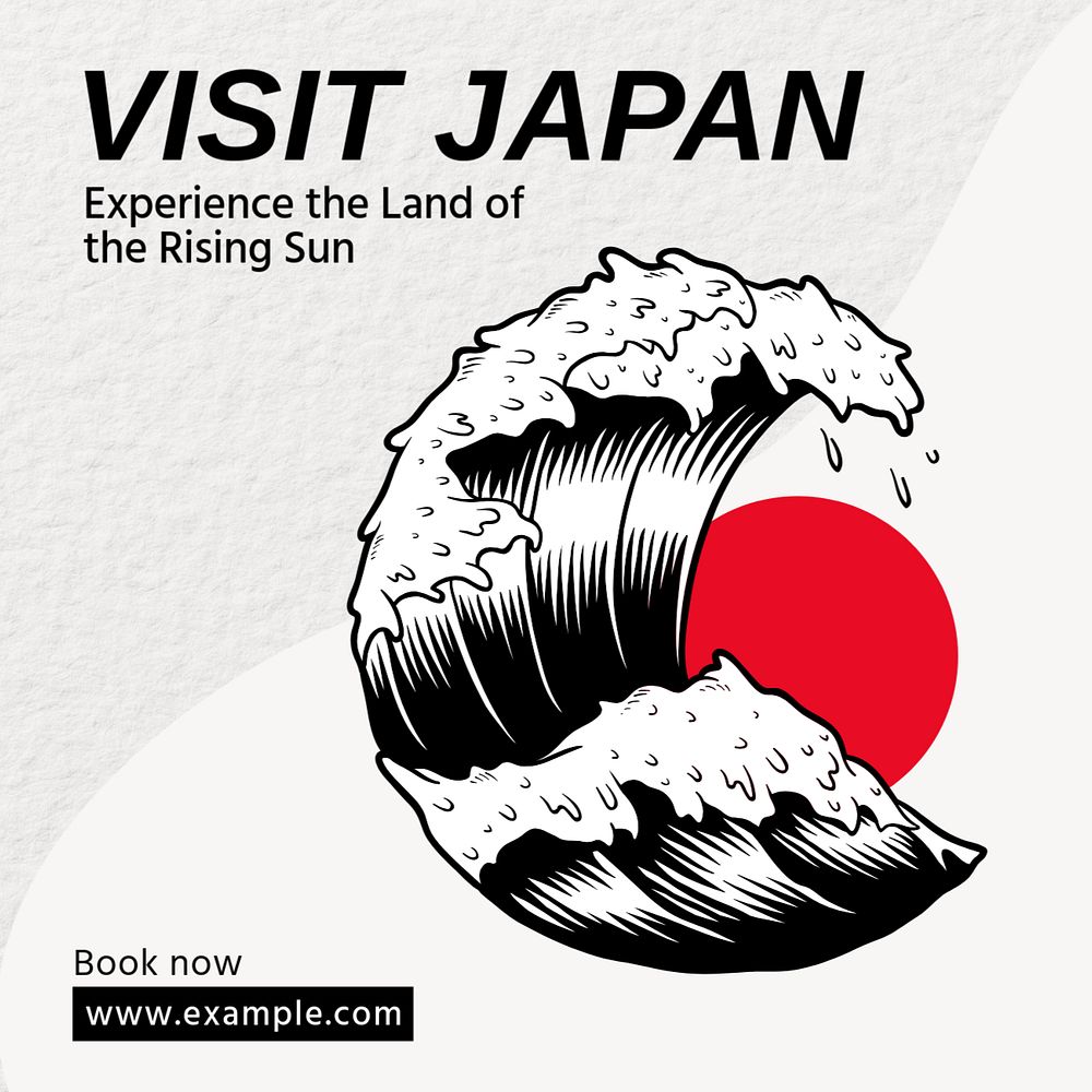 Visit japan Instagram post template, editable text