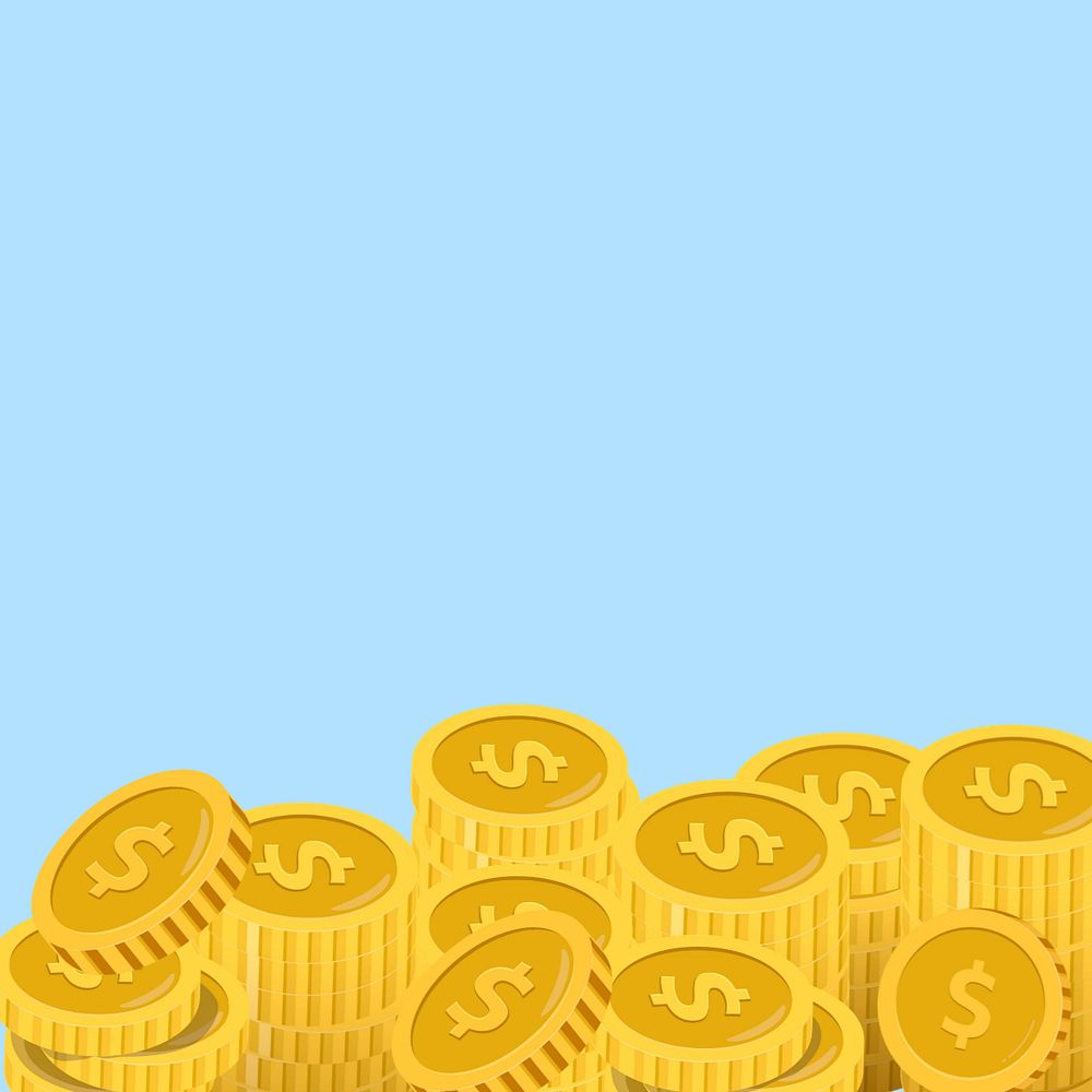 Coin stack money blue background editable design