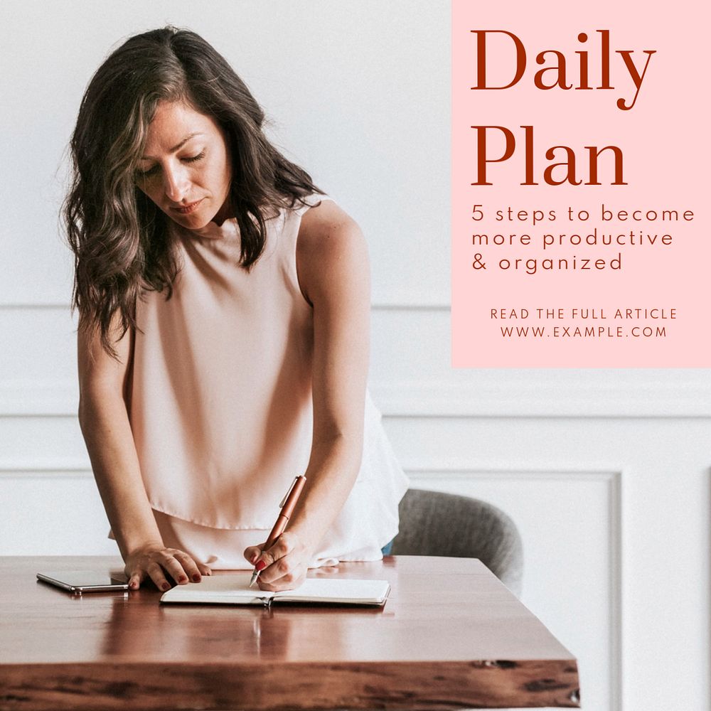 Daily plan Instagram post template, editable text