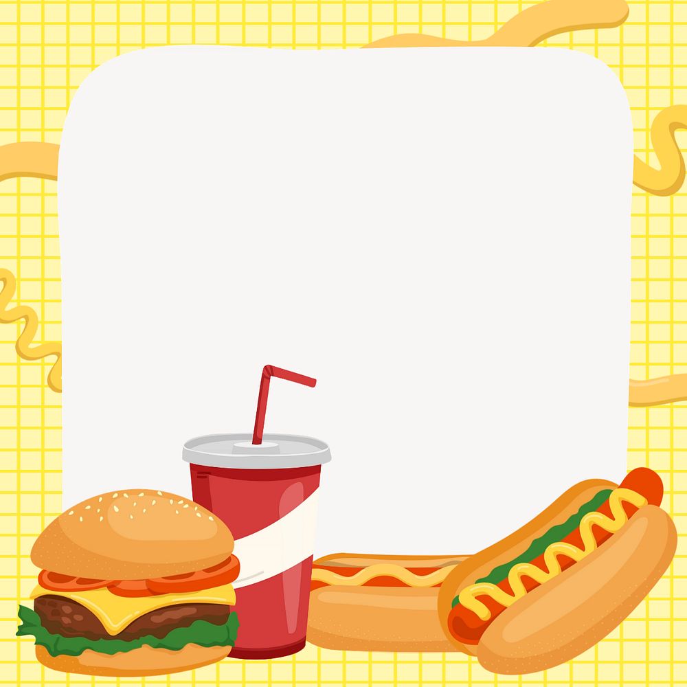 Fast food yellow frame background editable design