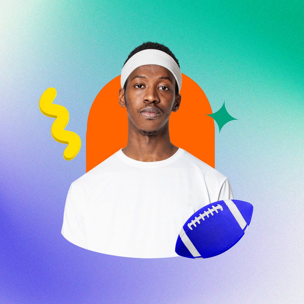 American football athlete, sport  editable remix