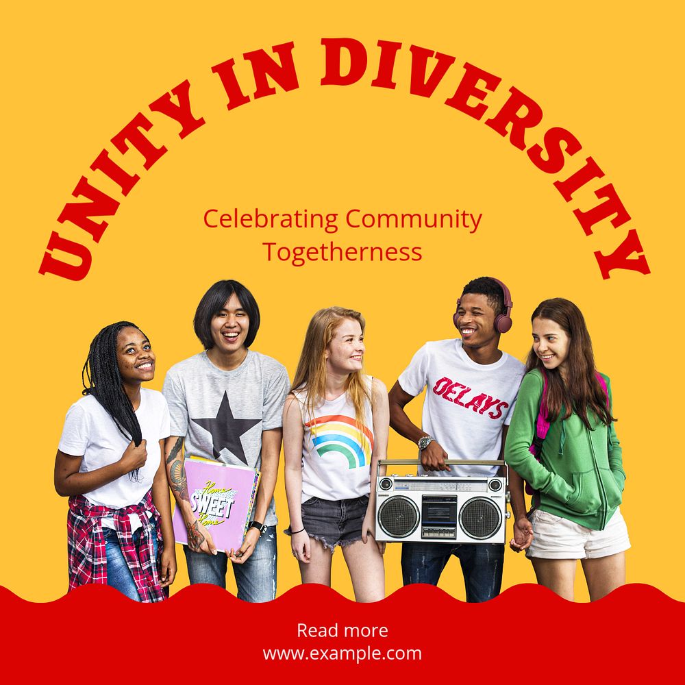 Unity in diversity Instagram post template, editable text