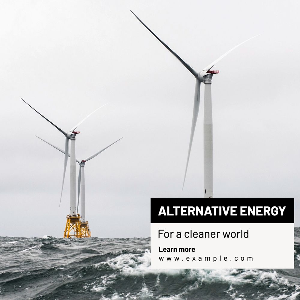 Alternative energy Instagram post template, editable text