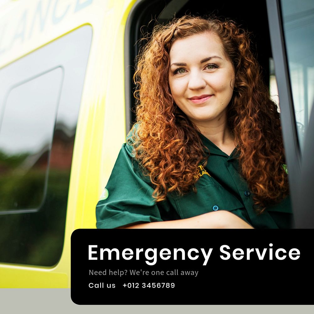 Emergency service Instagram post template, editable text