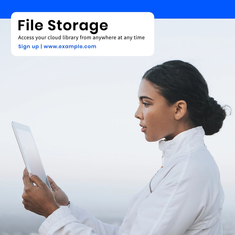 File storage Instagram post template, editable text