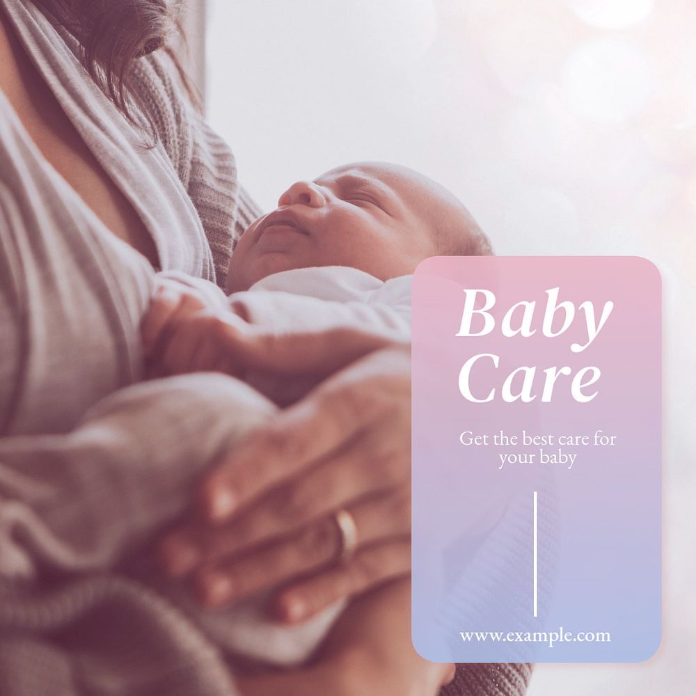 Baby care Instagram post template, editable text