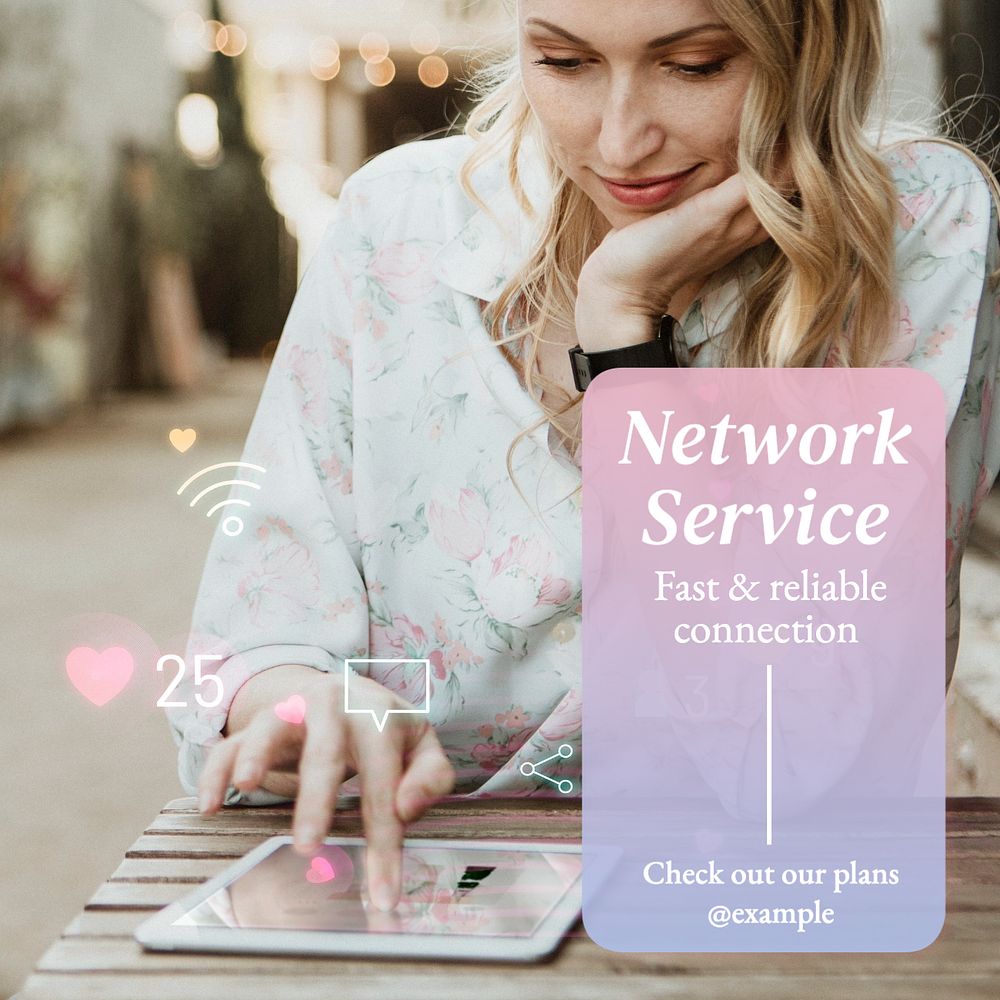 Network service Instagram post template, editable text