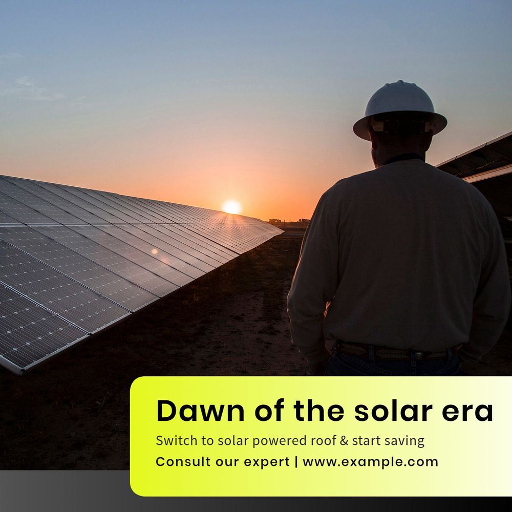 Solar power Instagram post template, editable text