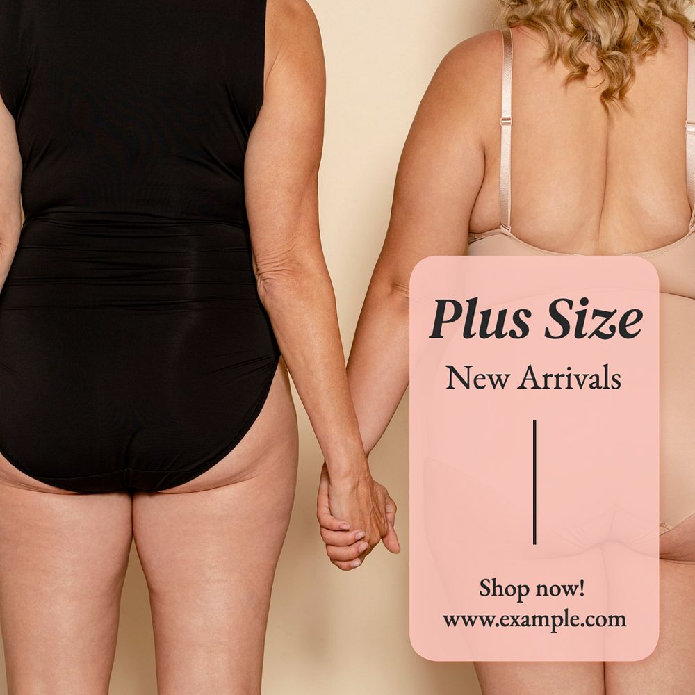 Plus size fashion Instagram post template, editable text