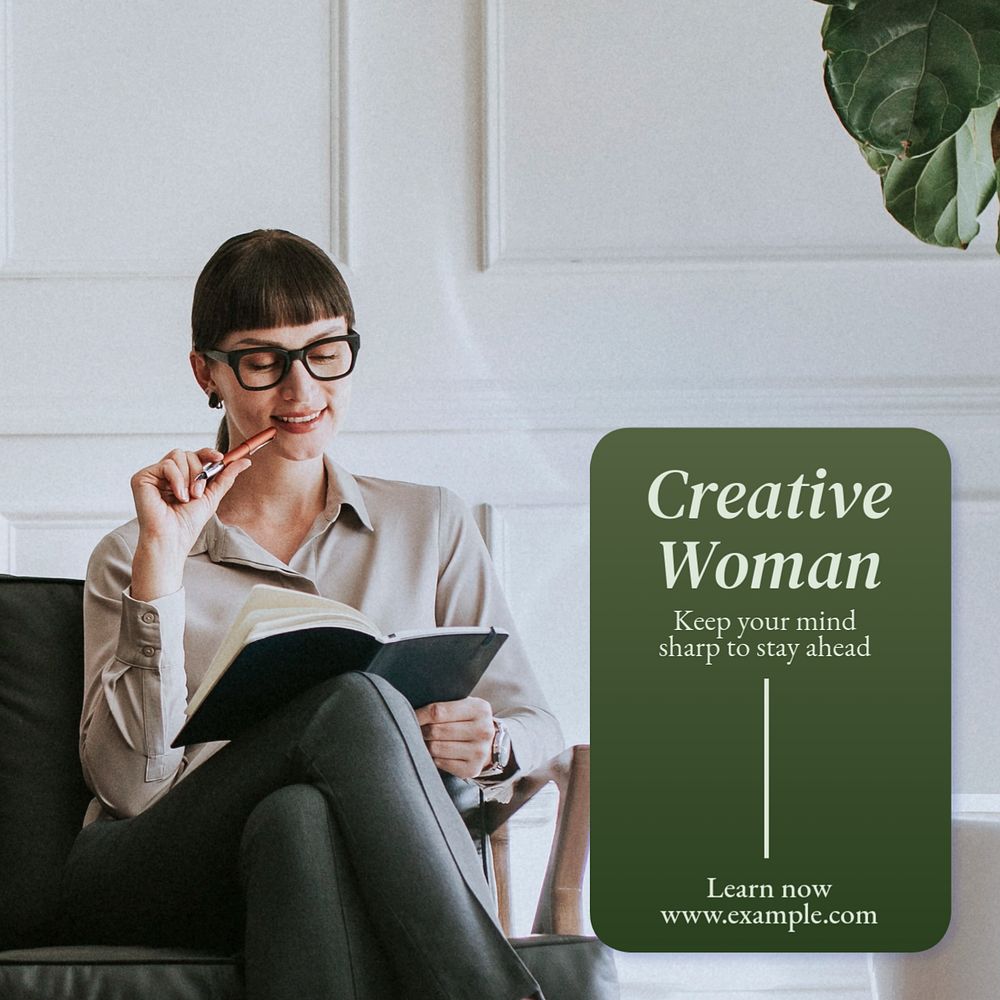 Creative woman Instagram post template, editable text