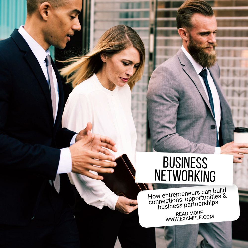 Business networking Instagram post template, editable text