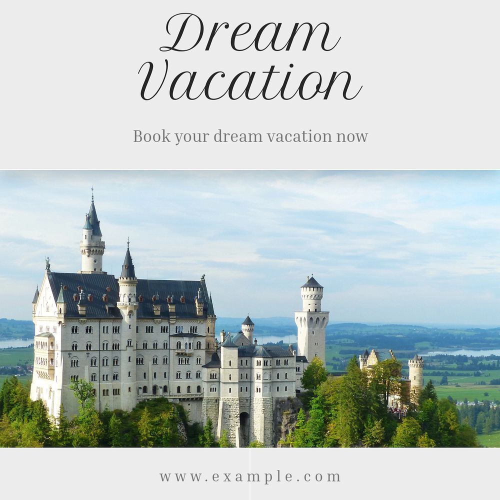 Dream vacation Instagram post template, editable text