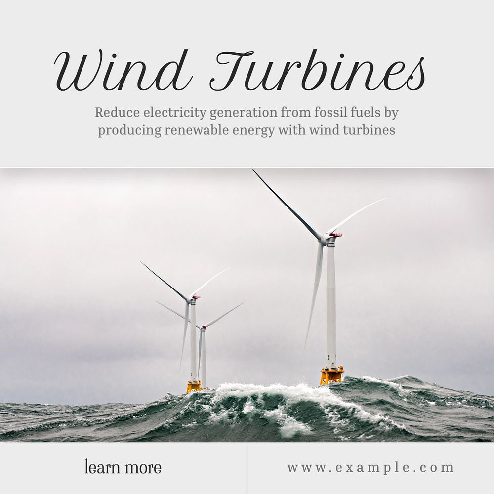 Wind turbines Instagram post template, editable text