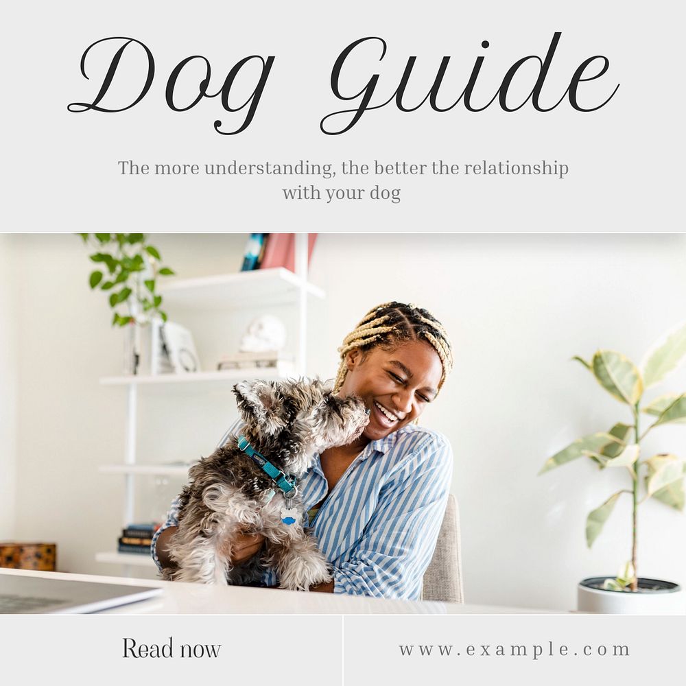 Dog guide Instagram post template, editable text