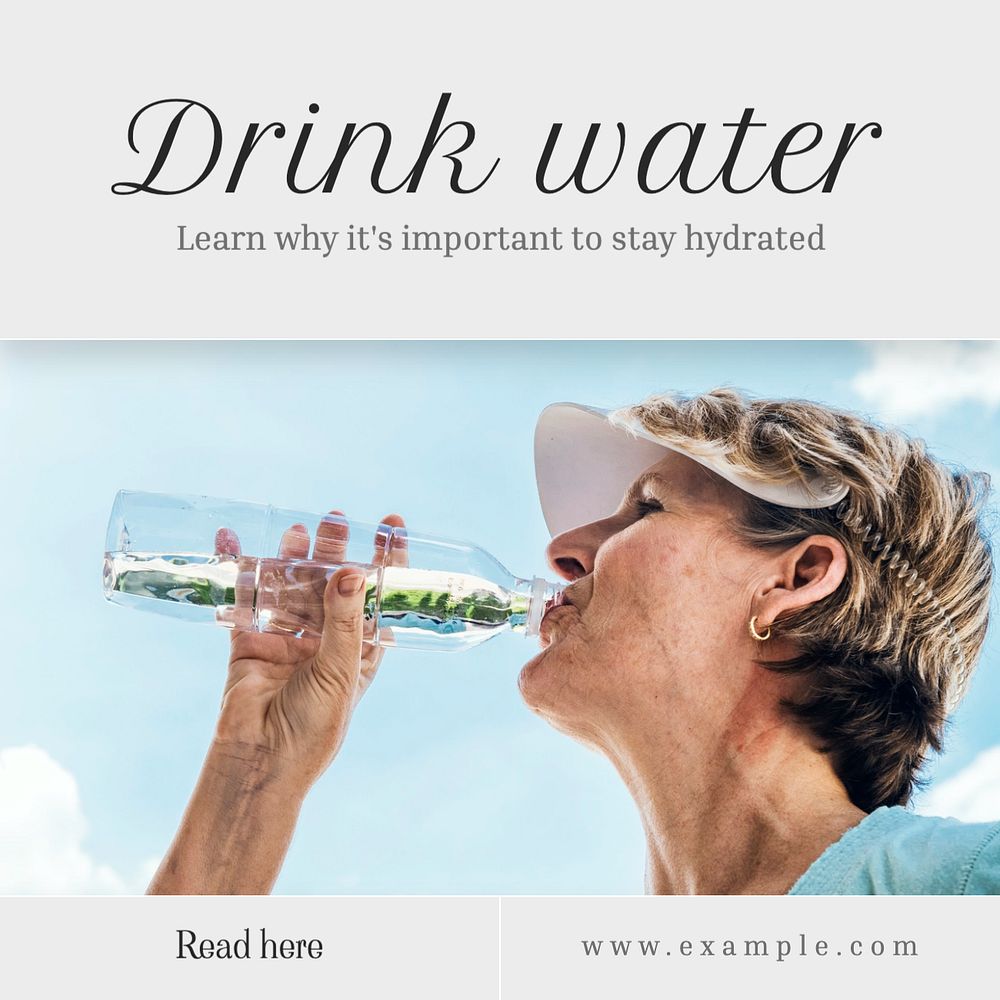 Drink water Instagram post template, editable text