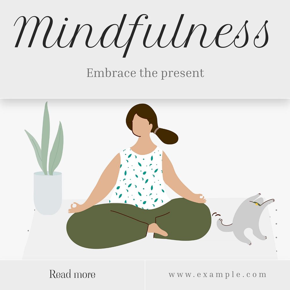 Mindfulness Instagram post template, editable text
