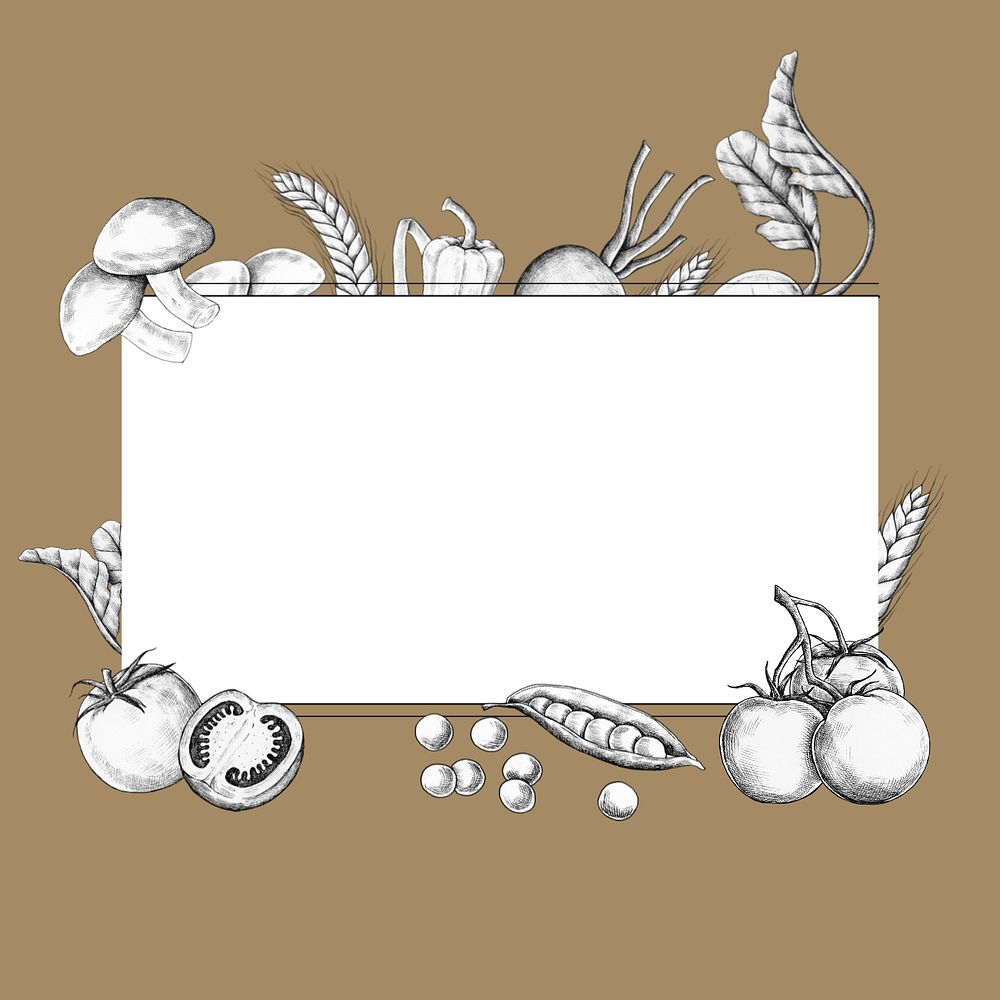 White rectangle with vegetable frame, editable design