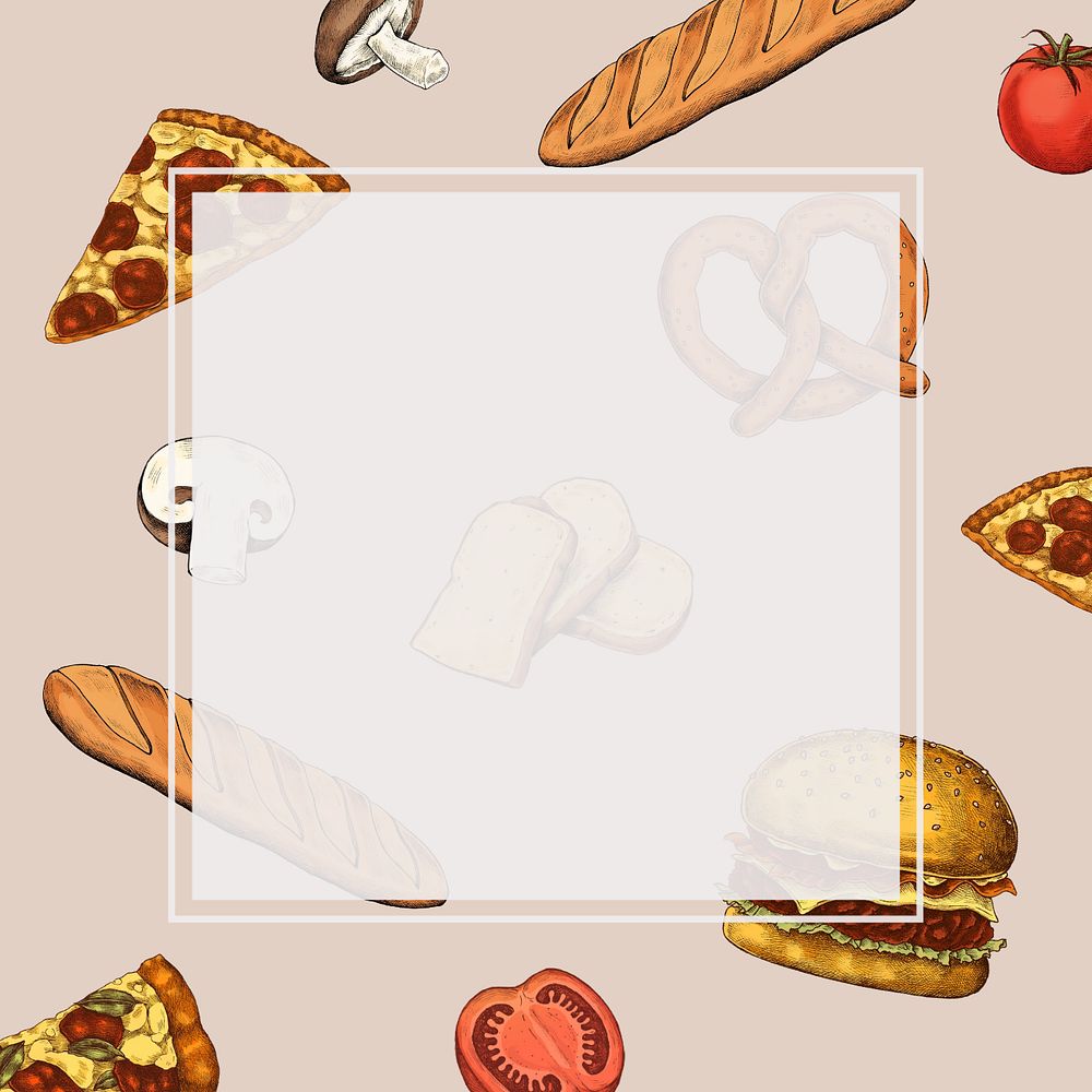 Junk food frame with white square, editable design