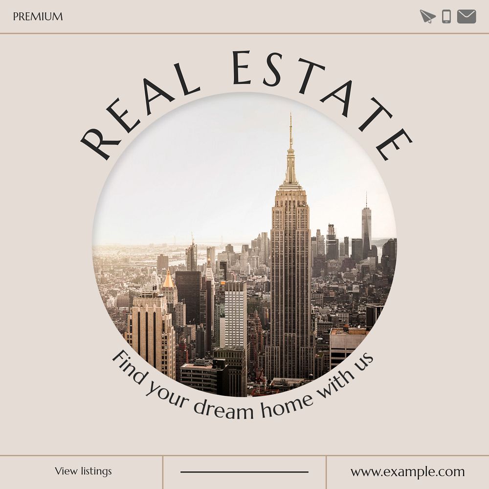 Real estate Instagram post template, editable text