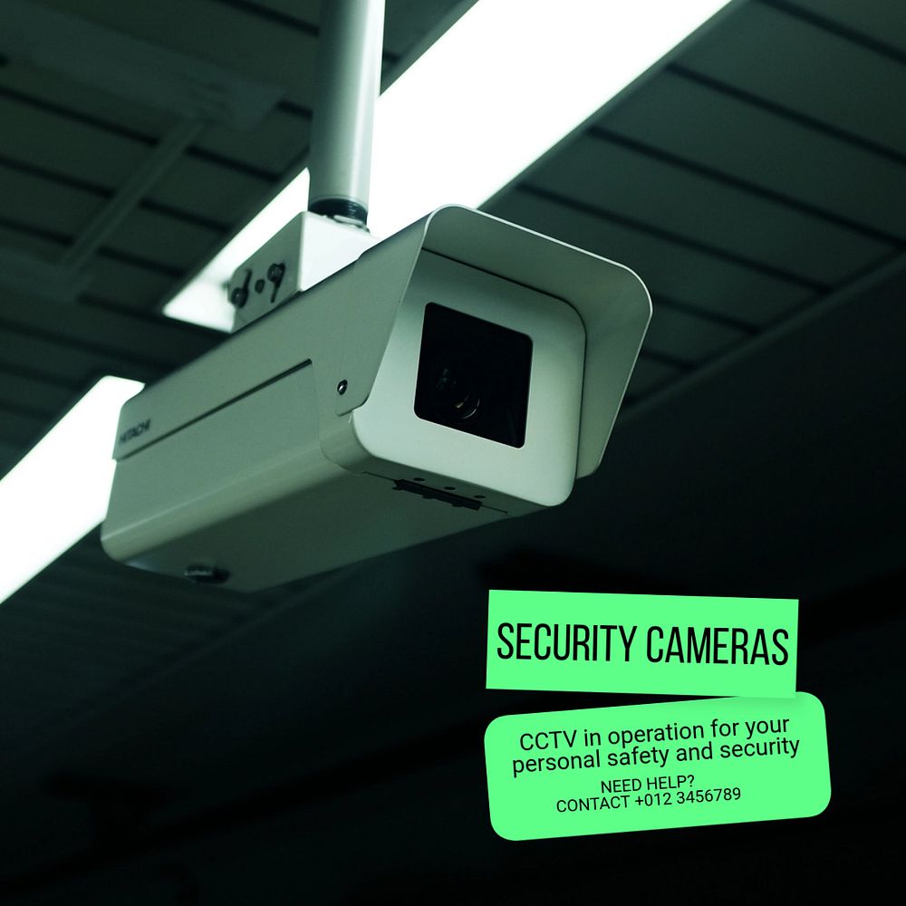 Security cameras Instagram post template, editable text