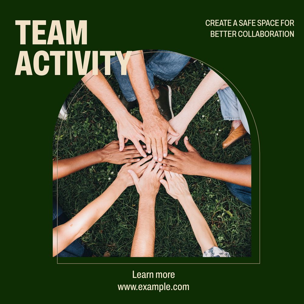 Team activity Instagram post template, editable text