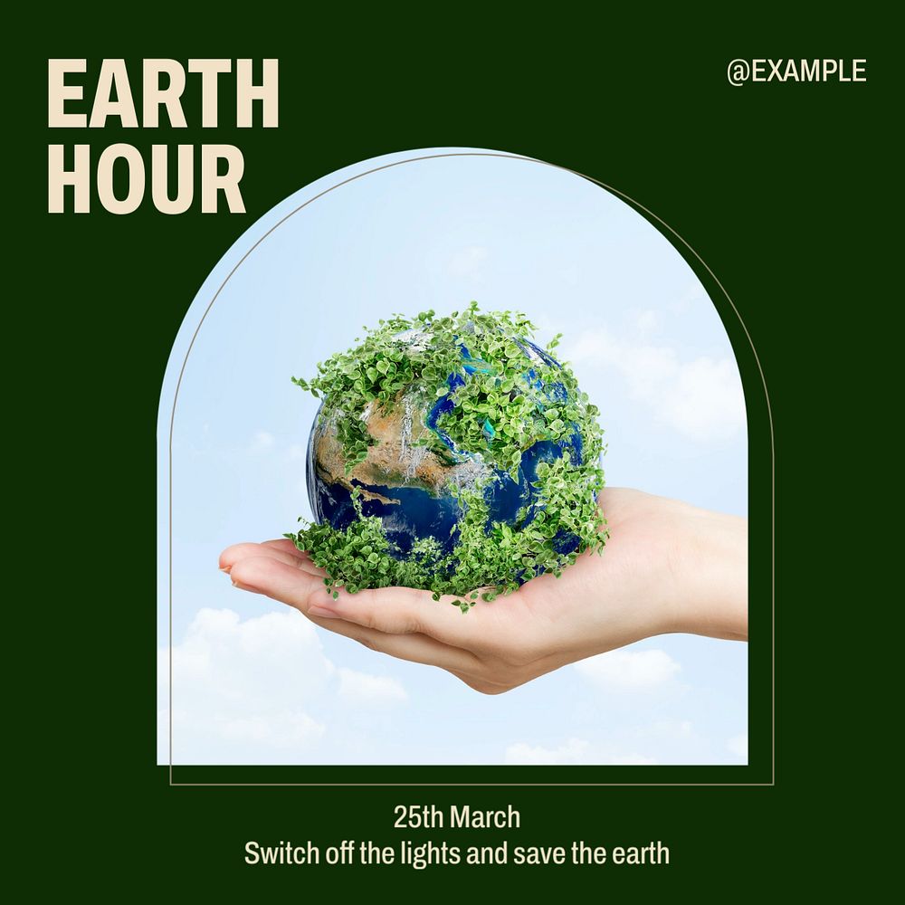 Earth hour Instagram post template, editable text