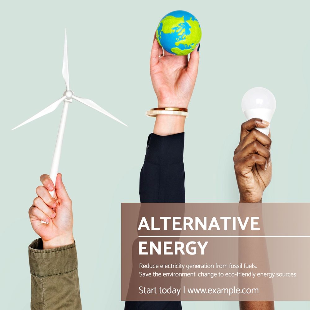 Alternative energy Instagram post template, editable text