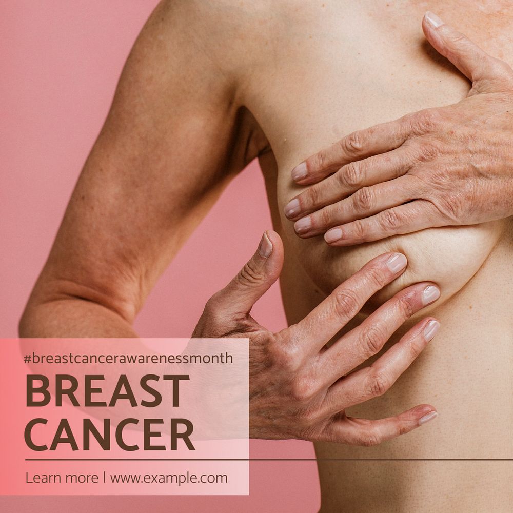 Breast cancer Instagram post template, editable text