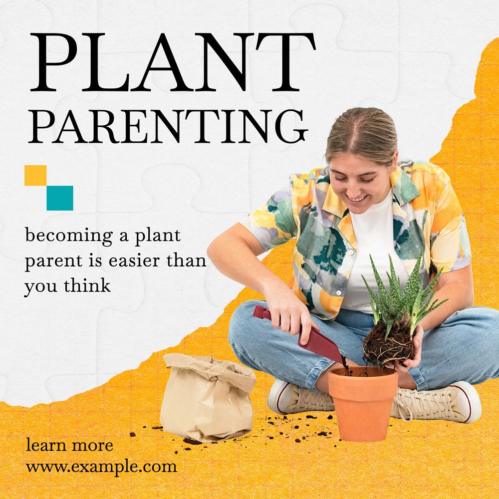 Plant parenting Instagram post template, editable text