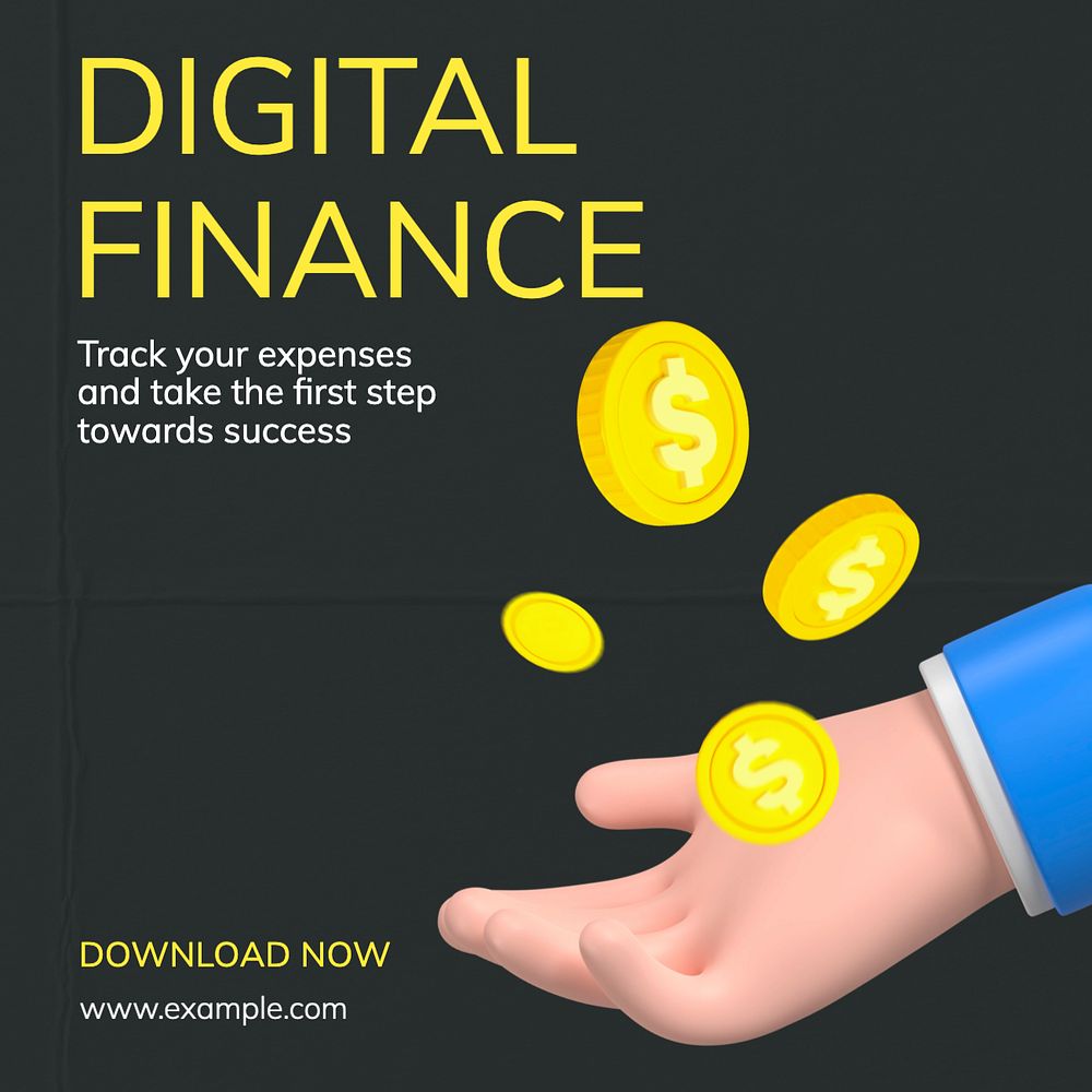 Digital finance Instagram post template, editable text