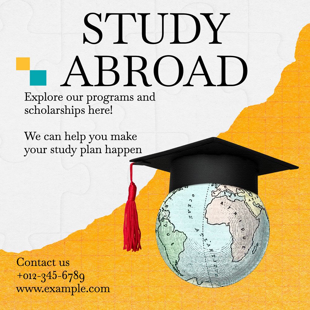 Study abroad Instagram post template, editable design