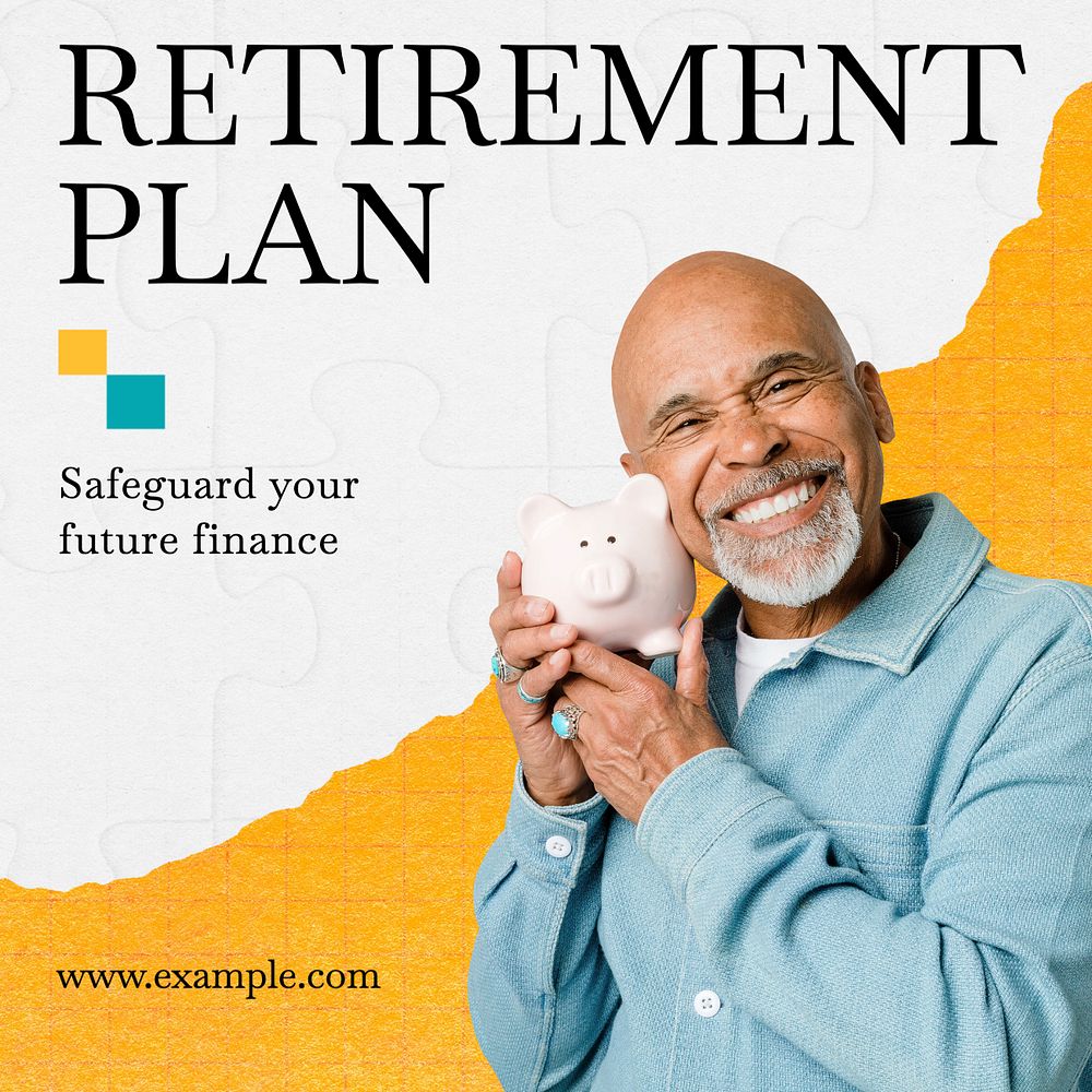 Retirement plan Instagram post template, editable text