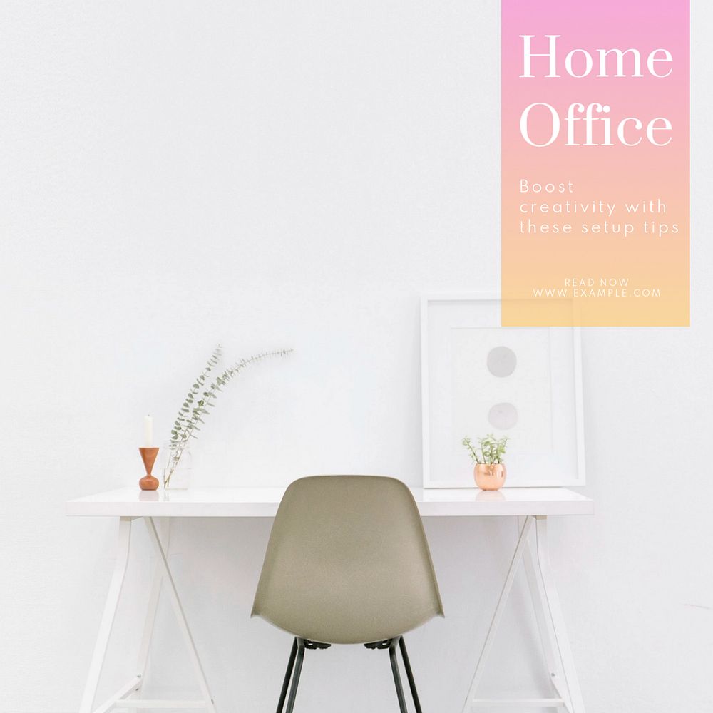 Home office Instagram post template, editable text