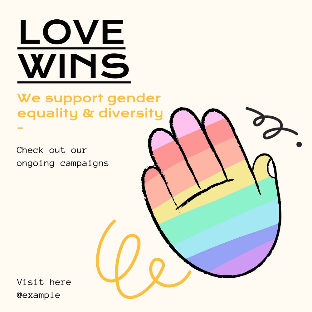 Love wins Instagram post template, editable text